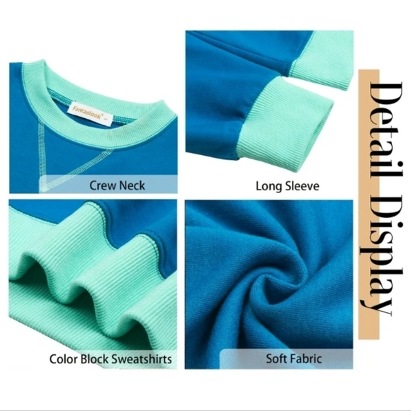 Oversized Blue Colorblock Sweatshirt NWT - Picture 8 of 8